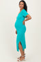 Aqua Knit Contrast Stitch Detail Maternity Midi Dress