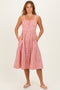 Red Striped Tiered Overall Dress