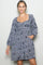 Charcoal Damask Jacquard Long Sleeve Dress