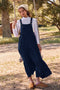 Navy Blue Button Sling Tiered Maternity Midi Dress