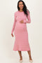 Pink Striped Knit Maternity Midi Flare Dress