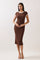Brown Colorblock Trim Midi Dress