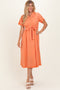 Salmon Button Down Frayed Midi Dress