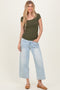 Olive Ribbed Rounded Square Neck Top
