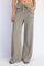 Olive Mineral Wash Waffle Knit Wide Leg Pants