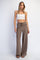 Mocha Mineral Wash Waffle Knit Wide Leg Pants