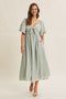 Sage Floral Tie Front Flutter Sleeve Midi Dress
