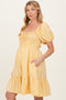 Yellow Gingham Smocked Ruffled Puff Sleeve Maternity Dress