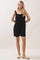 Black Stripe Front Tie Linen Blend Romper