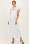White Mixed Lace Overlay Maternity Midi Dress