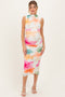 Multicolor Floral Ruched Sleeveless Maternity Midi Dress