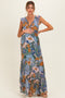Blue Floral V-Neck Tiered Maternity Maxi Dress