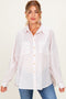 Pink Oversized Striped Button-Up Maternity Shirt