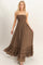 Chocolate Smocked Halter Open Back Maxi Dress