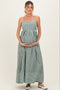 Olive Mixed Stripe Sleeveless Maternity Maxi Dress