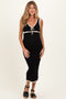 Black Knit Sleeveless Contrast Trim Maternity Maxi Dress