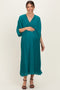 Teal Pleated V Neck Maternity Maxi Dress