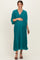 Teal Pleated V Neck Maternity Maxi Dress