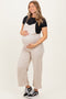 Sand Beige Wide Leg Maternity Jumpsuit