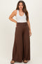 Brown Smocked Waist Wide Leg Maternity Pants