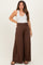 Brown Smocked Waist Wide Leg Maternity Pants