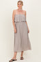 Ash Mocha Woven Crinkle Flounce Strapless Maxi Dress