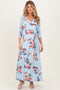 Sky Blue Floral Maternity Wrap Maxi Dress