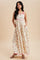 Pink Peony Creme Floral Scalloped Contrast Maxi Dress