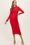 Red Lace Long Sleeve Fitted Maternity Dress