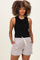 Brown Striped Drawstring Maternity Shorts