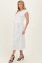 White Jacquard Waist Tie Maternity Midi Dress