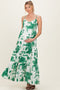 Green Floral Tiered Cutout Tie Back Maternity Maxi Dress