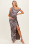 Taupe Asymmetrical Off-Shoulder Maternity Maxi Dress