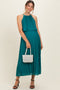 Teal Pleated Woven Maternity Midi Dress