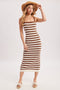 Coco Striped Square Neck Sleeveless Knit Midi Dress
