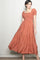 Mauve Tiny Floral Smocked Puff Sleeve Maxi Dress