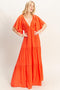 Orange Flutter Sleeve Maxi Dress