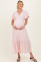 Light Pink Smocked Maternity Midi Dress