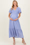 Blue Smocked Maternity Midi Dress