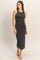 Black Acid Washed Ribbed Midi Tank Dress