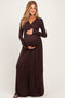 Brown Long Sleeve Maternity Nursing Maxi Dress
