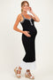 Black Ribbed Colorblock Sleeveless Maternity Maxi Dress