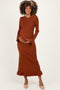 Chestnut Ribbed Knit Bow Back Maternity Maxi Dress