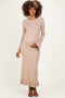 Sand Ribbed Knit Bow Back Maternity Maxi Dress
