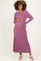 Mauve Ribbed Long Sleeve Maternity Sweater Midi Dress