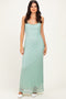 Sage Sleeveless Lace Square Neck Maxi Dress