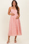 Strawberry Floral Gingham Maternity Midi Dress