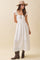 White Embroidered Smocked Cutout Midi Dress