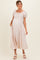 Beige Square Neck Puff Sleeve Maternity Midi Dress