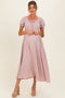 Mauve Square Neck Puff Sleeve Maternity Midi Dress